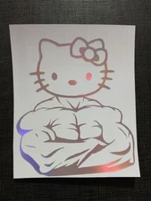 Strong Buff Pink Hello Kitty Sticker Vinyl Decal For Gym Girls Paste Anywhere!