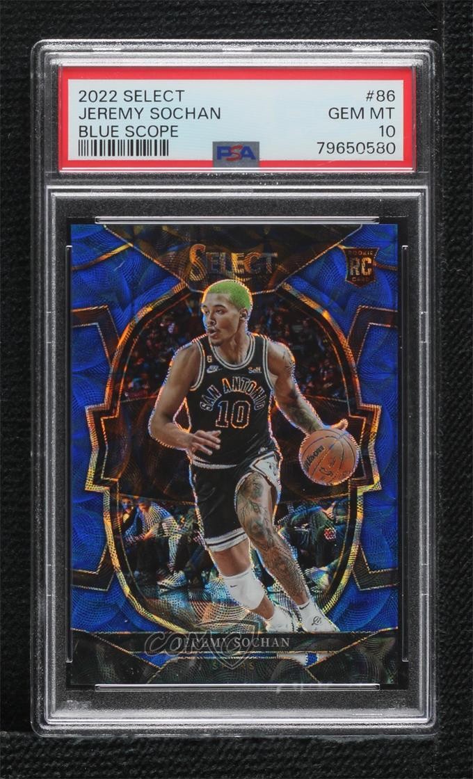 2022 Select Concourse Blue Scope Prizm Jeremy Sochan PSA 10 GEM MT Rookie RC v9t