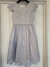 Rare Editions Sz 12 Girls Dress Sparkly Periwinkle Lace Over Pink Underlay
