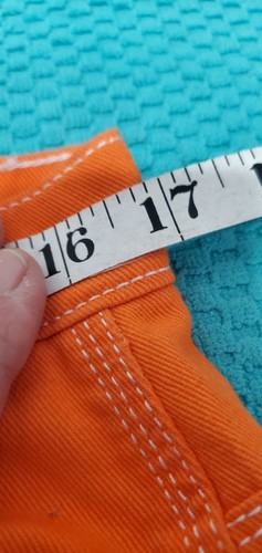 Pantalone da lavoro Dickie's arancione fluo donna 37 toppe musica rock taglia 9/29 unico - Foto 15 di 16