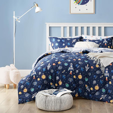 Space-Themed Kids Bedding Set for Boys, Twin Size, 5 Pieces, Navy Blue