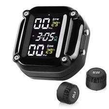 Wireless Motorcycle TPMS Tire Tyre Pressure Monitor System w/2 External Sensors