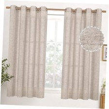 Linen Curtains 45 Inch Length for Short Window 52"W x 45"L Pack of 2 Natural