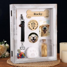8x10 Pet Memorial Shadow Box Keepsake Frame Dogs Paw Print Kit Wooden Sculptu...