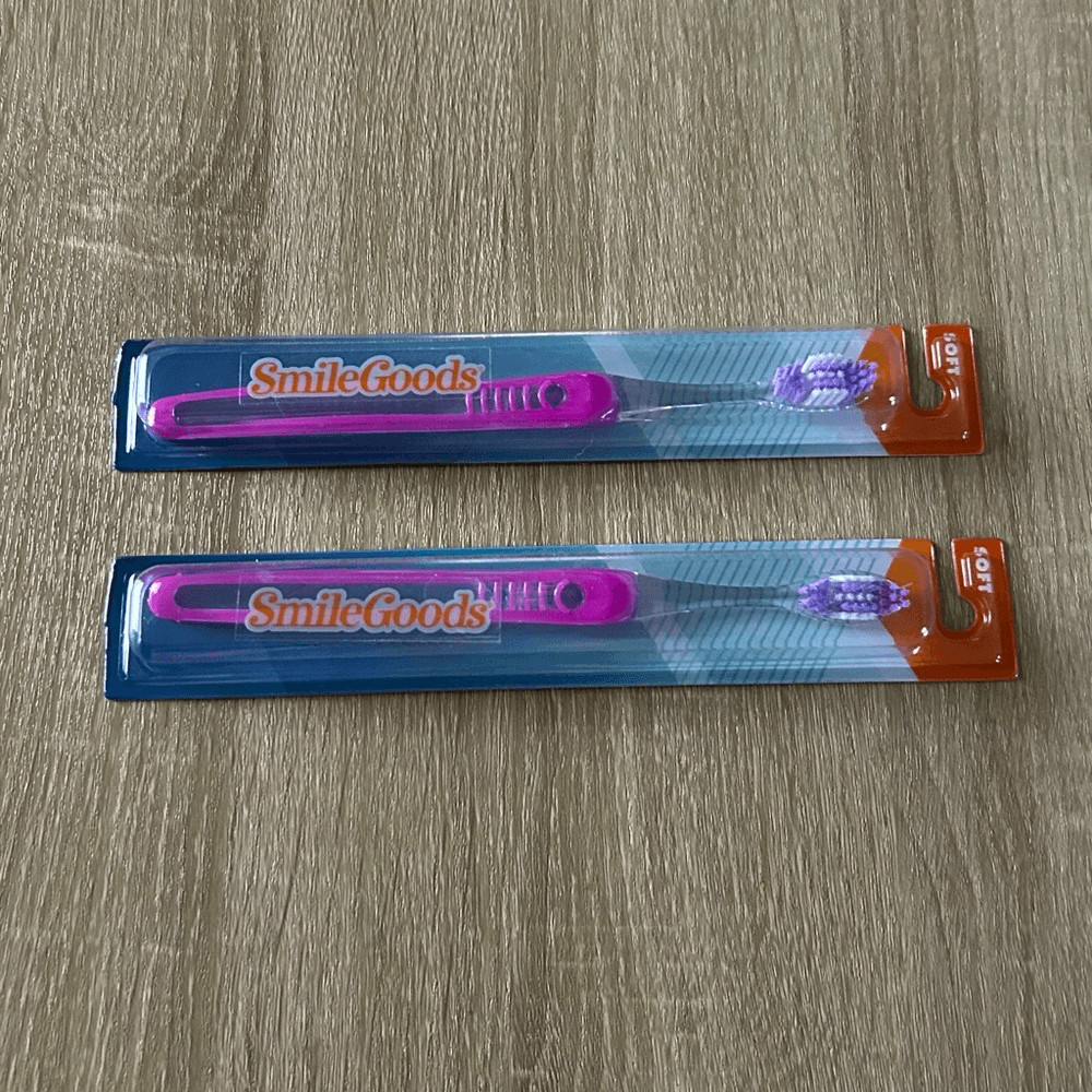 NEW  SMILE GOODS Set Of 2&rdquo; Premium Toothbrushes