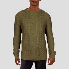 NAUTICA Olive Green Cable Knit Pullover Crew Neck Sweater NEW MSRP 108 XL