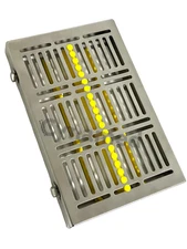 1 SURGICAL DENTAL AUTOCLAVE STERILIZATION CASSETTES FOR 20 INSTRUMENTS-YELLOW