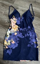 Privy  Strappy Floral Dress, Navy, Pink, Small, Party, Size M