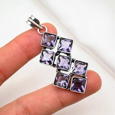 Amethyst Pendant Gemstone Handmade 925 Sterling Silver Jewelry Gift For Sister