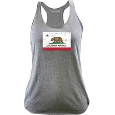 Ladies California State Flag Distressed Racerback Tank Top