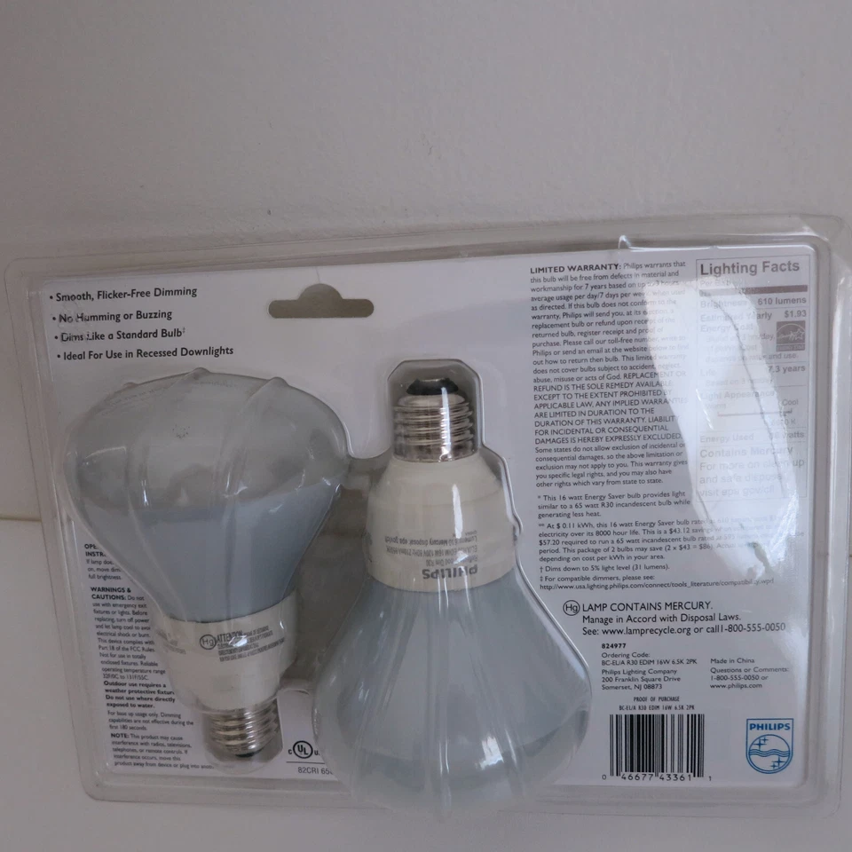 2 Philips Bulbs  16W=65W  Daylight deluxe Last 7.3 Years! Energy Saver! - Image 2 of 2