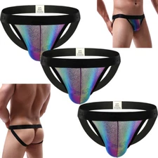 Men's Rainbow Thong G-string Jockstrap Backless Underwear G-String Gay Thongs