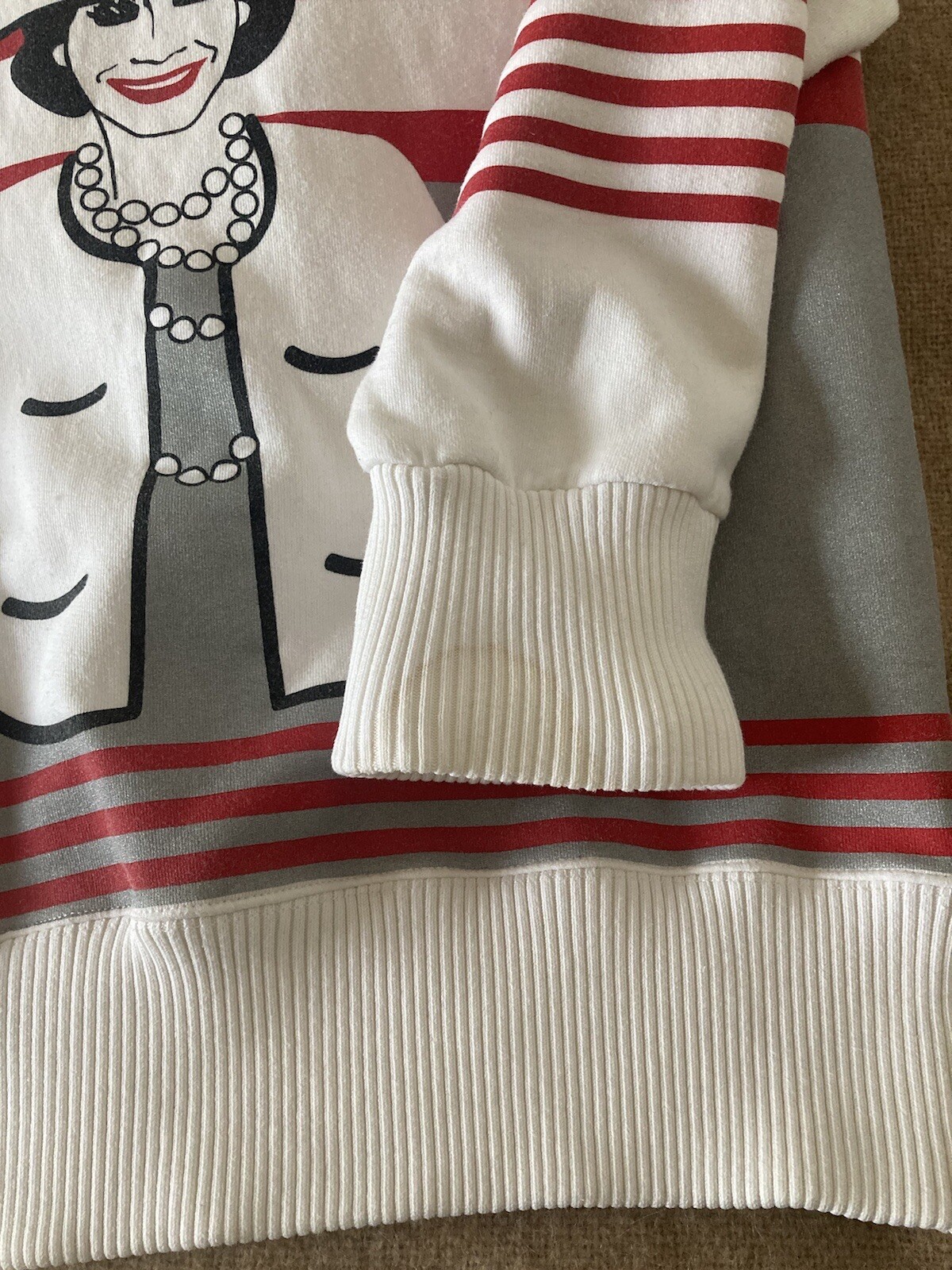 Chanel vintage stripe print sweatshirt 40 (RARE) *SEE DESCRIPTION* image 9