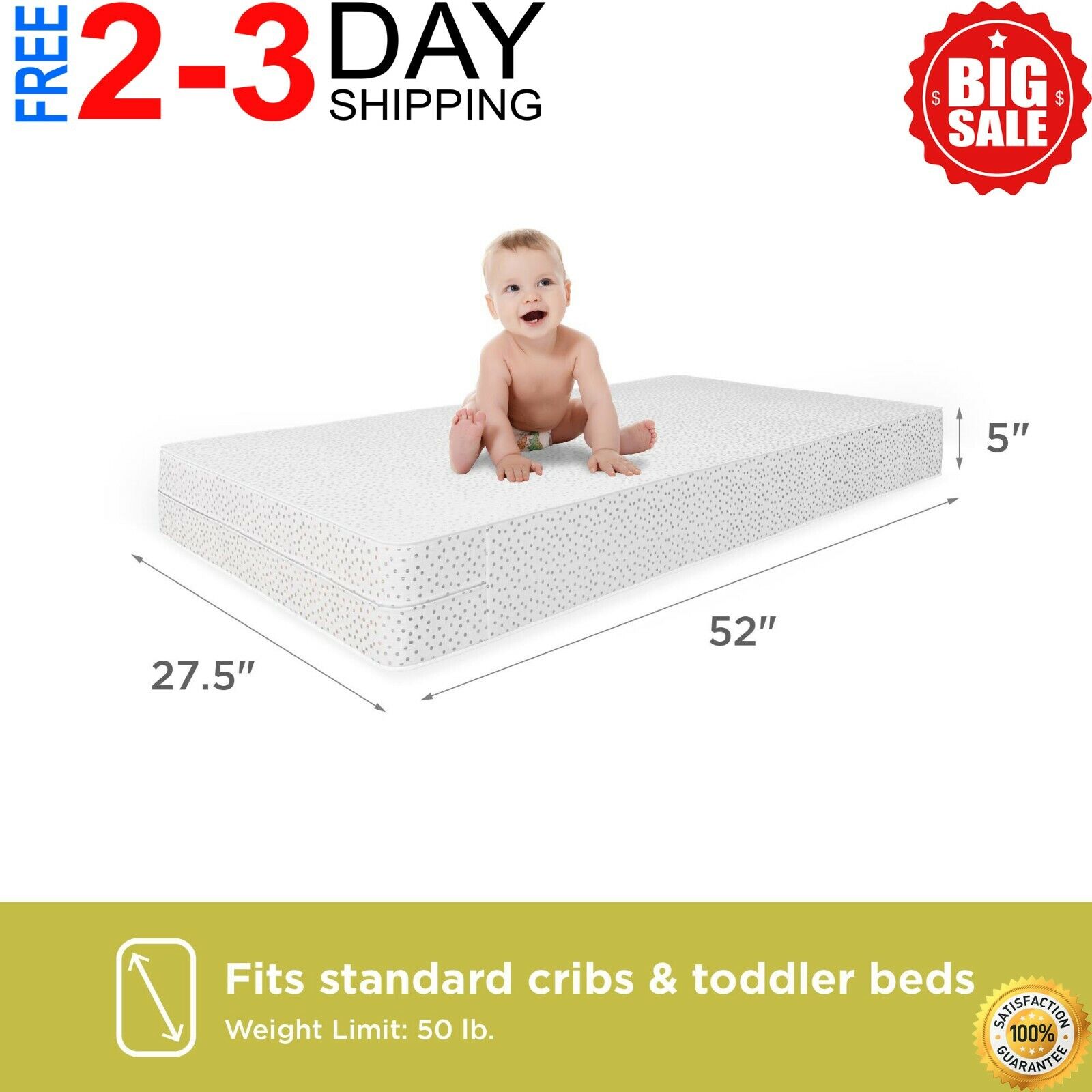 Toddler Foam Mattress Crib 5 Bed Kid Size Small Baby Sleeper Support NEW