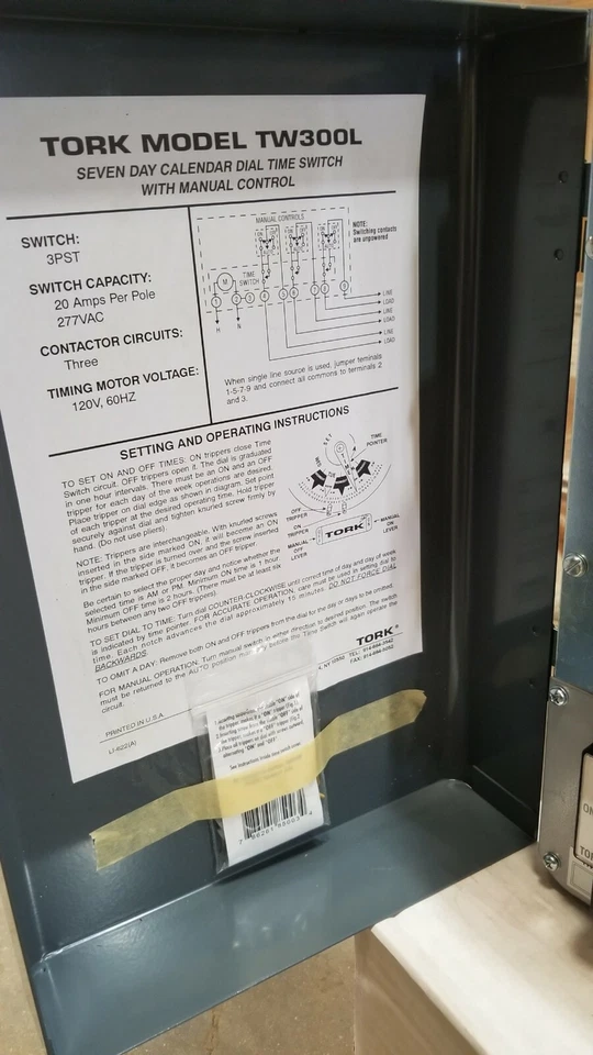 🔴Tork TW300L 7 Day Time Switch W/Reserve Power 120V 20A 60Hz Timer Control‼️ - Image 4 of 4