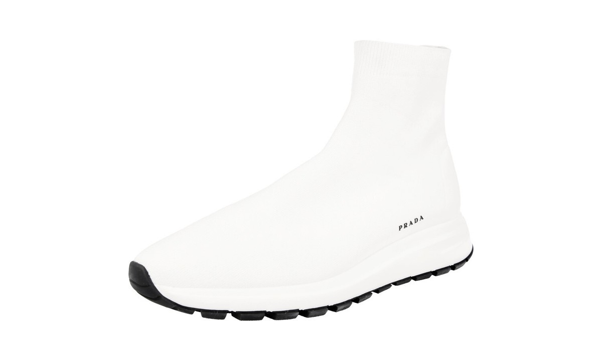 PRADA Knit Sock PRAX High-Top Sneakers Shoes - 4T3478 - White