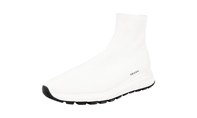 PRADA Knit Sock PRAX High-Top Sneakers Shoes 4T3478 White NEW -  US 9.5 EU 42,5