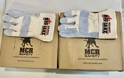 (1 DOZEN) Heavy Duty Real Leather Safety Gloves Big Jake MCR 1700L (12 GLOVES) L
