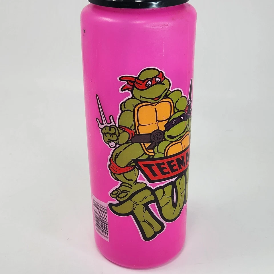 ВИНТАЖНЫЙ 1988 TMNT ПОДРОСТКОВ МУТАНТ НИНДЗЯ ЧЕРЕПАШКИ РОЗОВЫЙ ПЛАСТИКОВЫЙ ВОДЫ / НАПИТОК БУТЫЛКА - Изображение 2 из 4