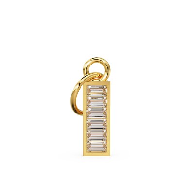 6 Baguette Diamant Stab Charm / 18k massiv Gold Anhänger / minimalistischer Schmuck