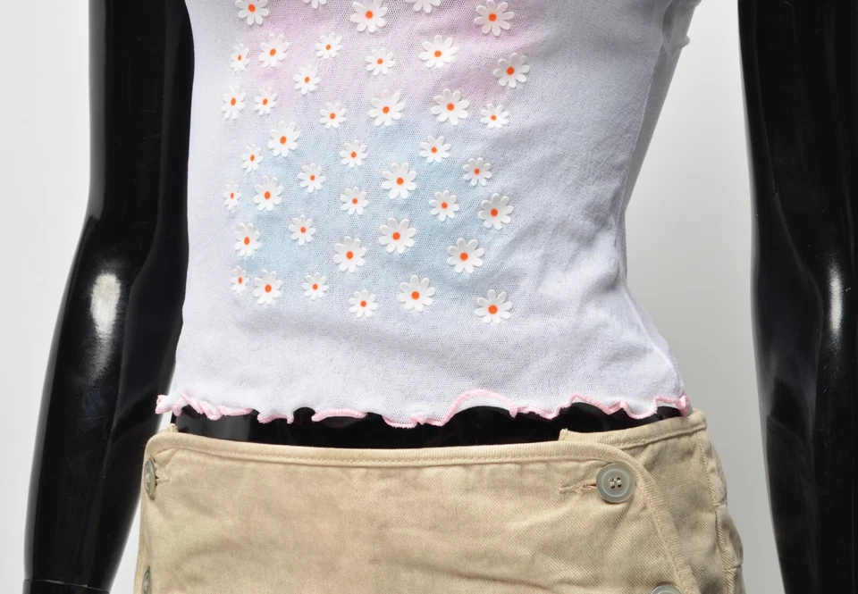 United Colors Of Benetton Y2K Top corto de malla floral Talla XS-S? Foto 3 de 4