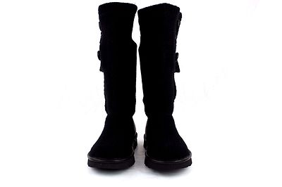 UGG Classic Cardy Cashmere Black Knit Sheepskin Button Boots Size