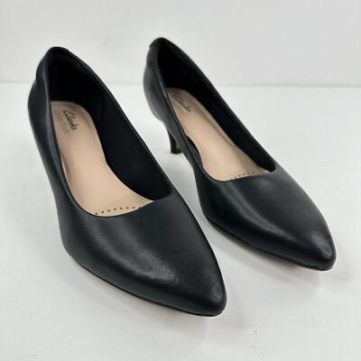 #ad Clarks Womens Linvale Jerica Black Leather Pumps Size 8.5M $44.90