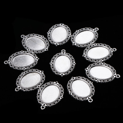 3//10pcs Oval Pendant Trays Base Setting Blank Bezel Frame Fit 30x40mm Cabochon