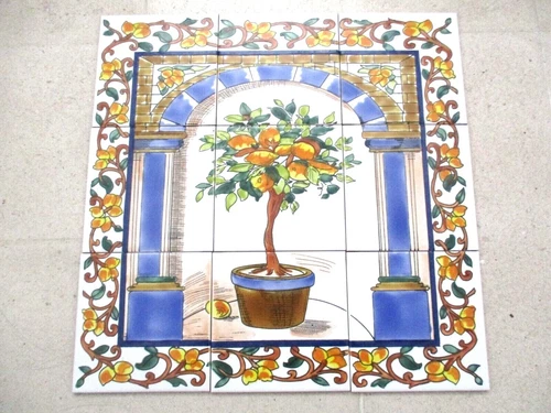 18" x 18" Ceramic tile art Mosaic wall mural Lemon Tree floral BACKSPLASH