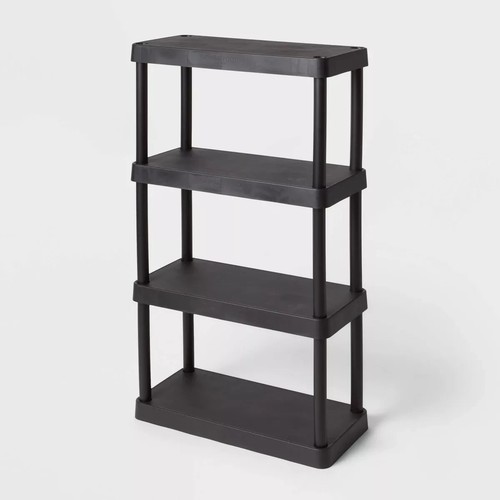 Black 4Shelf Plastic Shelving Unit Garage Shelves Storage 56" H x 14" D x 30" W eBay