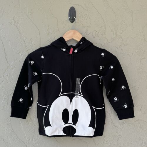 Disney Size 4 Boys Mickey Mouse Multicolor Long Sleeve Fleece Zip-Up Hoodie NWT
