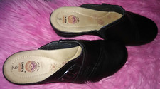 Earth Spirit Faux Leather Mule Clogs Slide Black Decorative Buckle Ladies Size 9