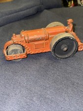 Antique Cast Iron HERCULES Steam Roller Tractor Toy with Driver Wood Wheels
