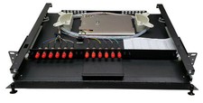 12 Fiber 1RU Rack Mount Loaded w/ 12 ST Adapters, 62.5 Multimode Pigtails  Tray