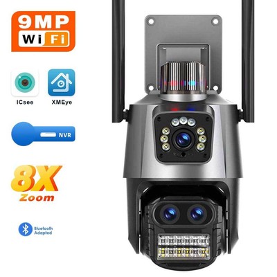 9MP 4K IP Camera PTZ Wifi Camera Dual Lens Security Cam Video Surveillance Alarm