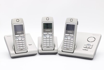 3x Siemens Gigaset Telefone in grau mit Ladeschalen S445 / S440 / S44 Set