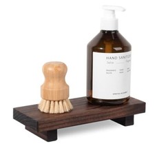 Bathroom Counter Organizer Wood Pedestal Stand 8.7" x 3.6" x 1.6" Dark Brown