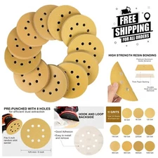 Versatile 110-Piece Sanding Discs - 5-Inch, Hook and Loop, Pre-Punched Design