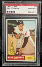 1961 Topps Dick Stigman PSA 8 NM-MT #77 Vintage Indians All Star Rookie RC Cup