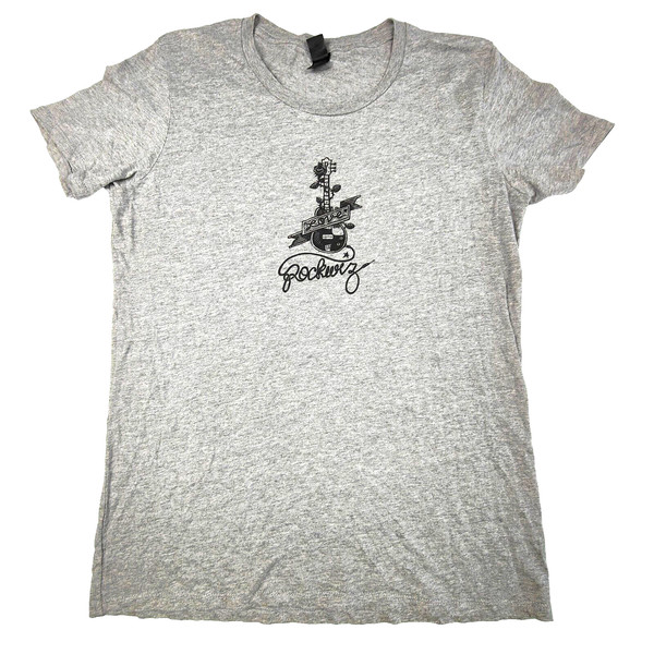 Rockwiz Womens T-Shirt Large Grey Music Quiz TV Show Band Logo Casual Top