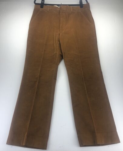 Vintage Sears Roebuck Corduroy Pants Men's Brown 34 x 32 Flare Bell Bottom Disco