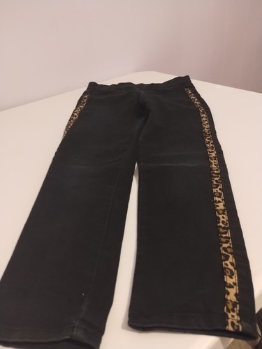 Wonder Nation Girls Black Leopard Print Side Stripe Pull-on Jegging Jeans 7-8 M - Picture 2 of 4