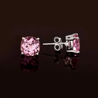 8 Ct 1 Pair Certified Natural Pink Sapphire 925 Silver Earrings Loose Gemstone