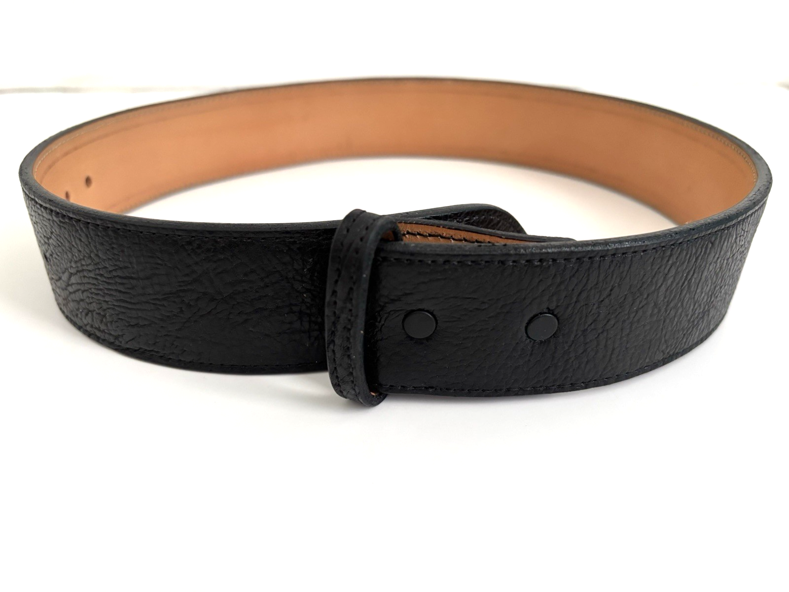 "Appaloosa Trading Co Leather Belt Size 25-27\" Black Hand Made 2\" Wide NO BUCKLE"