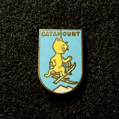 CATAMOUNT Vintage Ski Pin NEW YORK 1950 s Skiing Resort Travel Souvenir Lapel