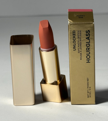Hourglass Unlocked Soft Matte Lipstick Poppy Peachy Pink Full Size 0.14 oz NIB