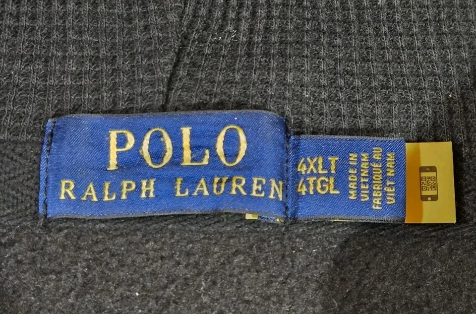 Polo Ralph Lauren Full Zip Fleece Hoodie Black Mens 4XLT - Image 4 of 4