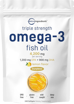Triple Strength Omega 3 Fish Oil Supplements 4200Mg per Serving, 240 Softgels   