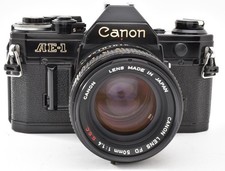 MINT Canon AE-1 Black 35mm Film Camera FD 50mm f/1.4 S.S.C. Japan 2997041