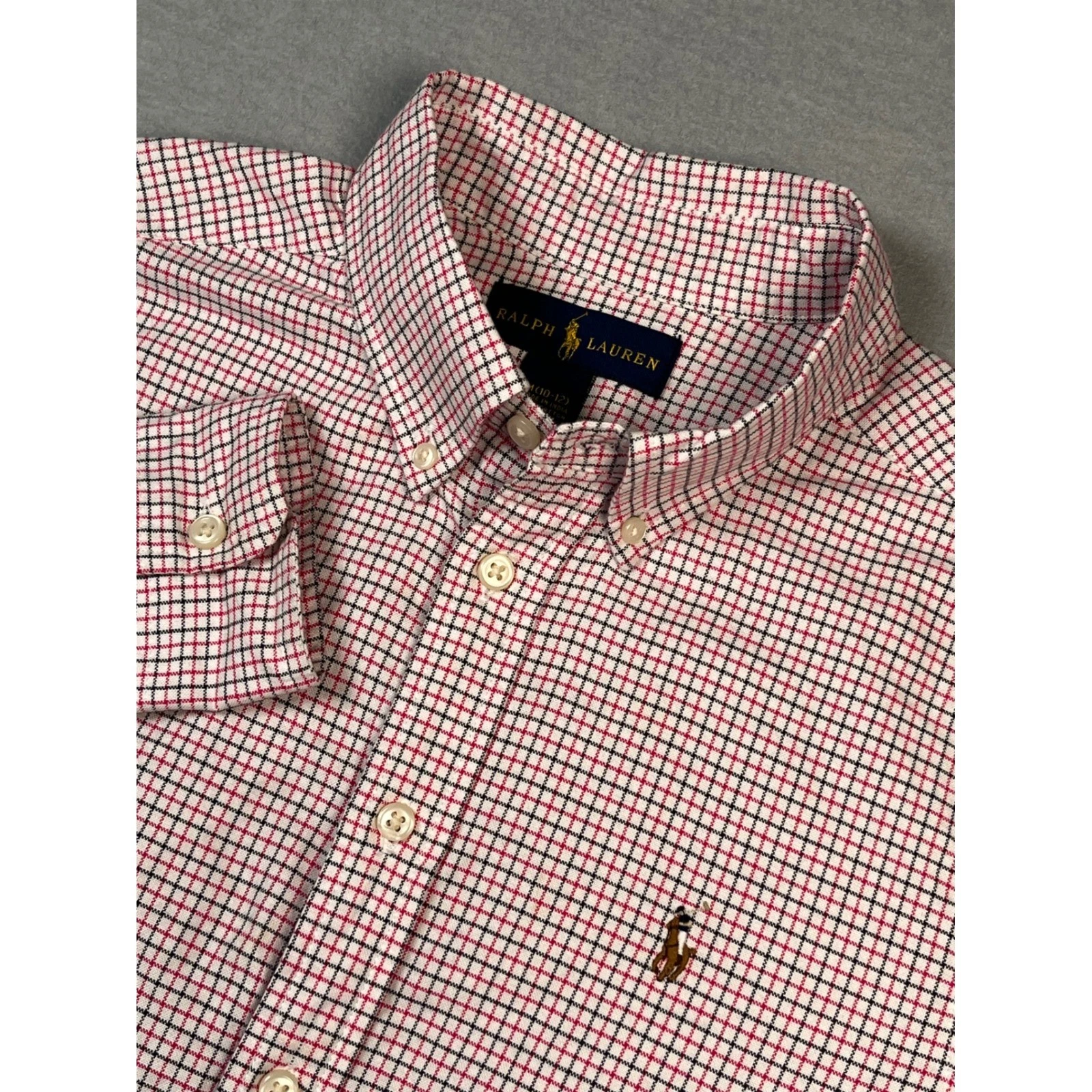 Polo Ralph Lauren Kid Plaid Button Shirt Med (10-12) Long Sleeve Cotton new